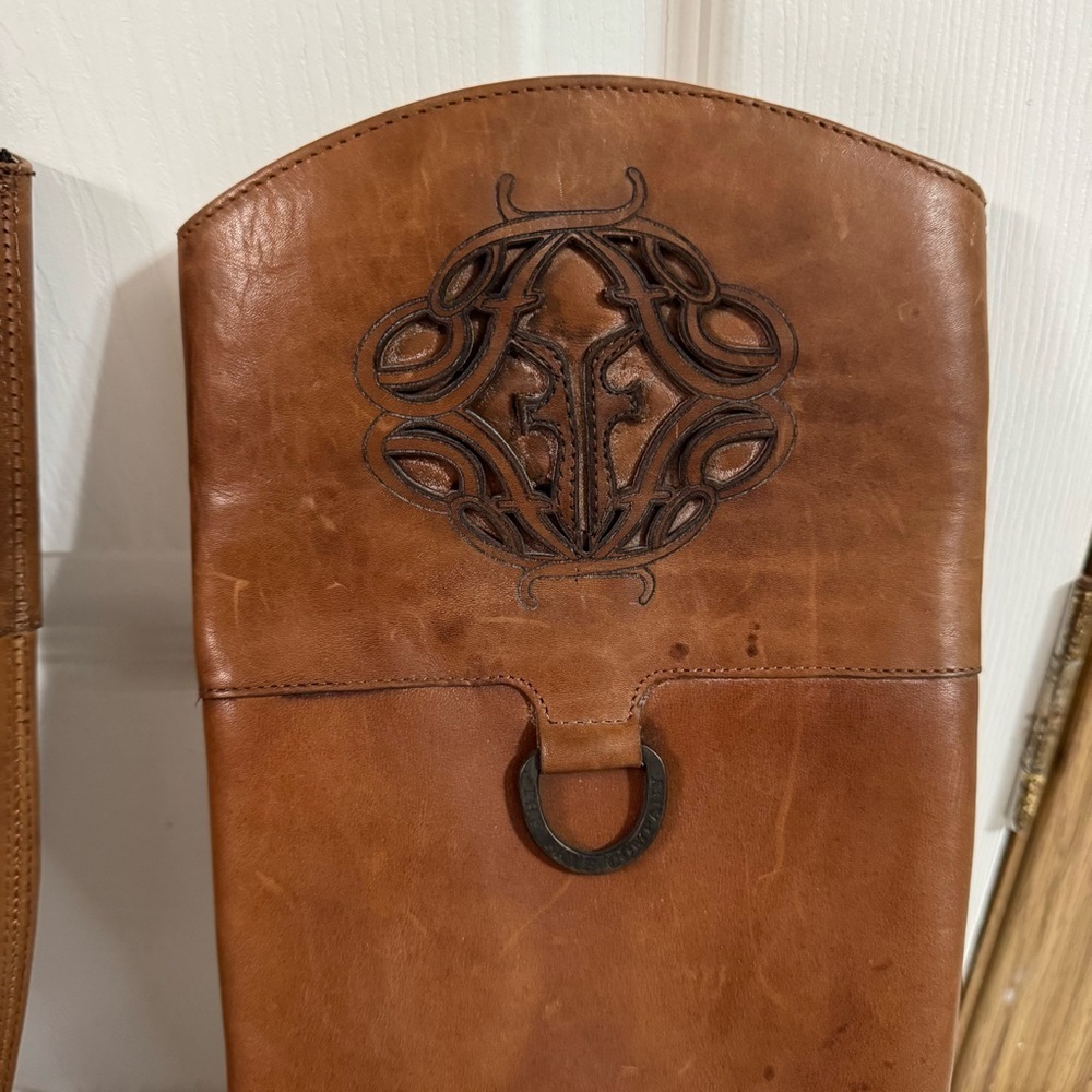 Frye Brown Leather Knee High Cowgirl Boots Size 6.5 - Picture 6 of 16